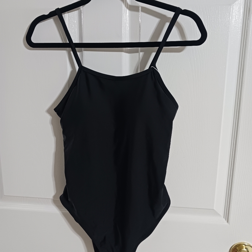 Size 8 Miss Adola One Piece Black Swimsuit Adjustable Straps Padded - Picture 2 of 6